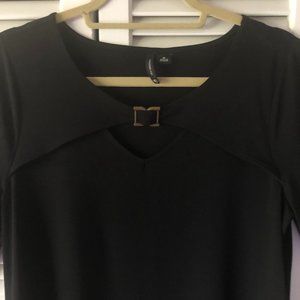 New Directions Black Polyester Blouse, Tunic, Size Medium